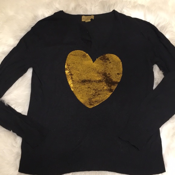 Wildfox Gold Sequin/Sparkly Heart Sweater - Picture 3 of 12